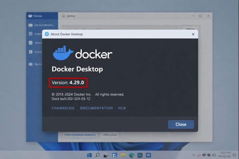 Version Docker Desktop compatible DevKinsta Docker 4.29.0